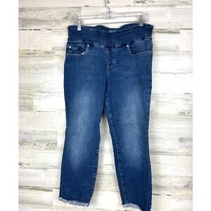 Jag Womens Plus 14W Amelia Slim Ankle Pull On Blue Denim Roll Cuff Jeans